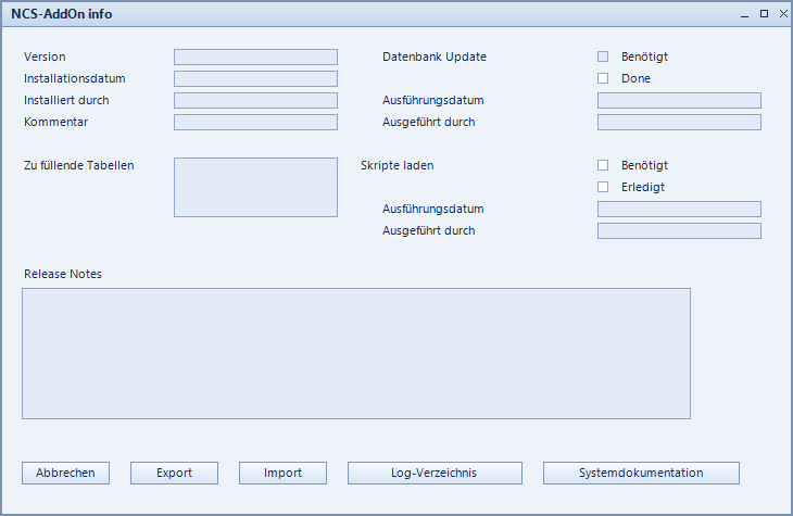 Screenshot: NCS-Addon Info