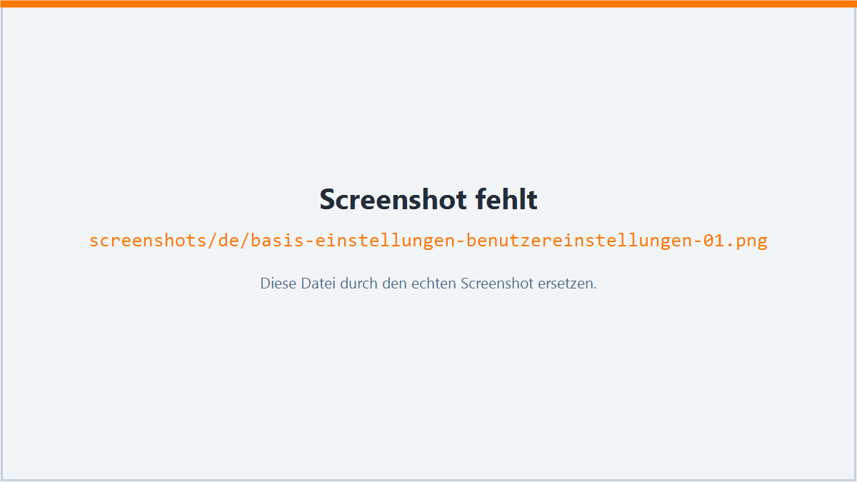 Screenshot: Benutzereinstellungen