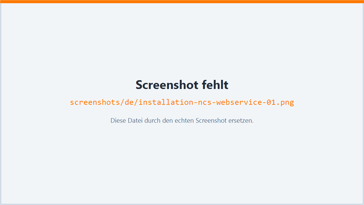 Screenshot: NCS-Webservice installieren